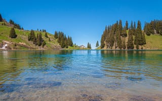 Картинка озеро, природа, горы, лес, небо, пейзаж, вода, отдых, лето, красота