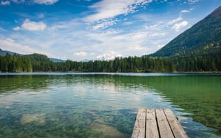 Картинка озеро, природа, пейзаж, лес, небо, горы, деревья, спокойствие, вода, отдых