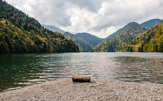 Картинка озеро, горы, природа, пейзаж, лес, небо, отдых
