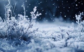 Картинка зима, снег, природа, лед, холод, пейзаж, растения