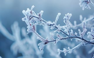 Картинка мороз, ветка, зима, лед, природа, холод, красота