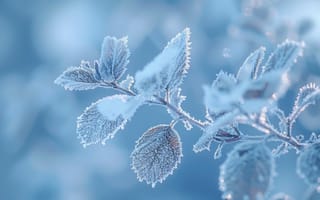 Картинка лед, зима, растения, мороз, природа, листья, холод