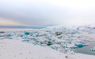 Картинка ледник, зима, природа, пейзаж, снег, океан, горы