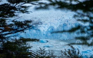 Картинка ледник, природа, горы, пейзаж, синий, вода, деревья, зима, красота, пейзажный