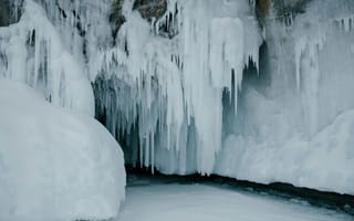 Картинка лед, зима, пейзаж, природа, сосульки, холод, пещера