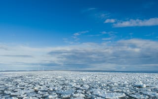 Картинка лед, океан, небо, пейзаж, зима, природа, облака