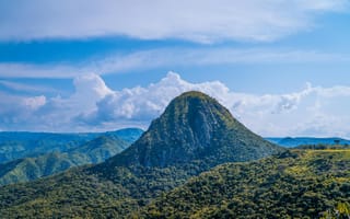 Картинка гора, пейзаж, природа, небо, облака, зелень, ландшафт