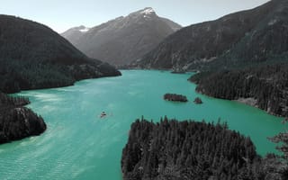 Картинка природа, озеро, горы, лес, пейзаж, вода, отдых