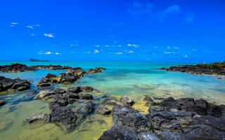 Картинка море, пейзаж, камни, небо, воды, отдых, природа
