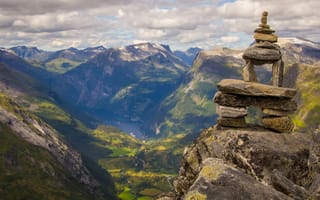 Картинка горы, природа, ландшафт, камни, скалы, пейзаж, норвегия, вода, небо, обои