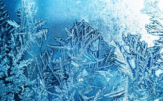 Картинка лед, кристаллы, зима, мороз, природа, синий, фото