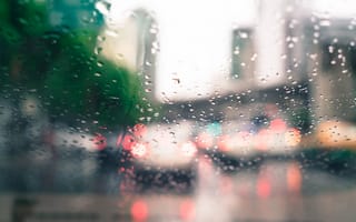Картинка дождь, окно, город, размытость, трафик, пейзаж, вода