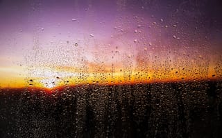 Картинка закат, вода, окно, природа, влага, пейзаж, атмосфера