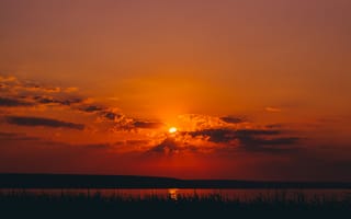 Картинка закат, природа, небо, водоем, облака, пейзаж, солнце