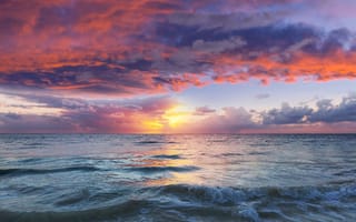 Картинка закат, море, пейзаж, облака, природа, океан, красота