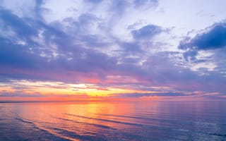 Картинка закат, море, небо, облака, пейзаж, спокойствие, природа