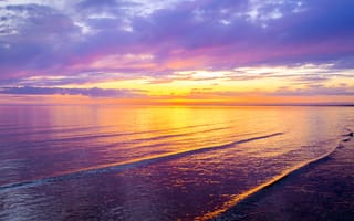 Картинка закат, море, пейзаж, небо, волны, природа, красота