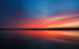 Картинка закат, река, небо, отражение, пейзаж, природа, цвета
