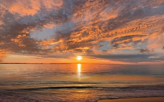 Картинка закат, море, пейзаж, облака, природа, спокойствие, красота