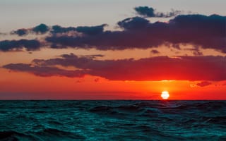 Картинка закат, море, облака, природа, пейзаж, океан, красота