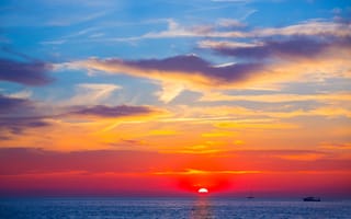 Картинка закат, море, небо, облака, пейзаж, природа, красота