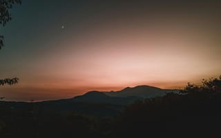 Картинка закат, горы, небо, природа, пейзаж, луна, тишина