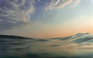 Картинка море, небо, облака, гладь воды, пейзаж, закат, природа