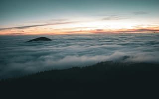 Картинка горы, облака, закат, природа, пейзаж, небо, туман