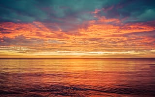 Картинка закат, море, небо, облака, природа, пейзаж, спокойствие