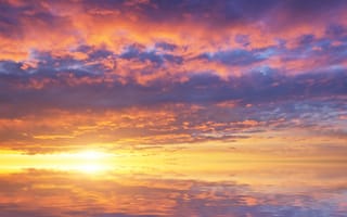 Картинка закат, небо, облака, отражение, природа, мир, красота