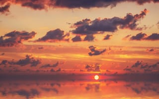 Картинка закат, море, облака, отражение, природа, пейзаж, красота