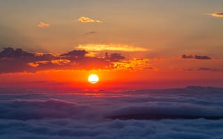 Картинка закат, облака, небо, солнце, природа, пейзаж, красота