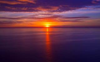 Картинка закат, море, небо, облака, пейзаж, природа, спокойствие