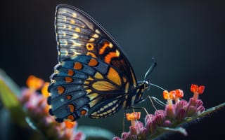 Картинка бабочка, цветы, природа, макро, красота, животные, фотография