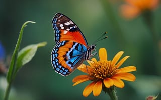 Картинка бабочка, цветок, природа, красота, лето, яркие цвета, флора