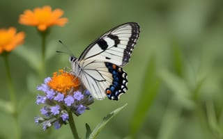 Картинка бабочка, цветы, природа, лето, красота, флора, макро