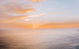 Картинка закат, море, пейзаж, небо, природа, спокойствие, горы