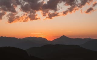 Картинка закат, горы, природа, облака, пейзаж, небо, красота