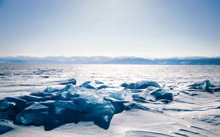 Картинка лед, зима, природа, горы, снег, водоем, пейзаж