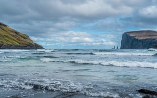 Картинка море, пейзаж, скалы, облака, природа, пляж, воды