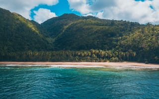 Картинка пляж, море, горы, природа, пейзаж, тропики, отдых