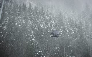 Картинка канатная дорога, зима, снег, лес, природа, пейзаж, горы