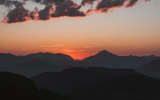 Картинка закат, горы, природа, пейзаж, небо, облака, тишина