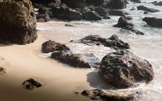 Картинка пляж, камни, море, песок, природа, отдых, пейзаж