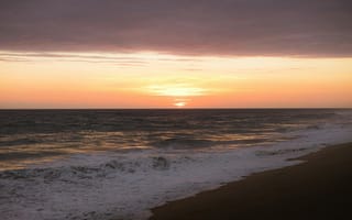 Картинка закат, море, пляж, природа, пейзаж, океан, волны