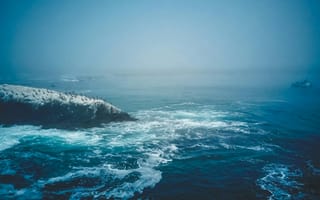 Картинка море, туман, пейзаж, природа, воды, скалы, спокойствие