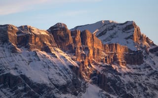 Картинка горы, природа, пейзаж, снег, закат, скалы, красота