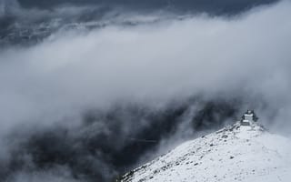 Картинка гора, снег, облака, пейзаж, природа, зима, холод