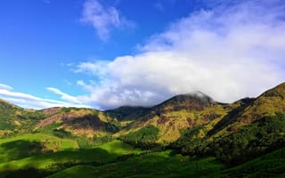 Картинка природа, горы, пейзаж, небо, облака, зелень, ландшафт