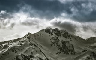 Картинка горы, снег, природа, пейзаж, облака, зима, горный